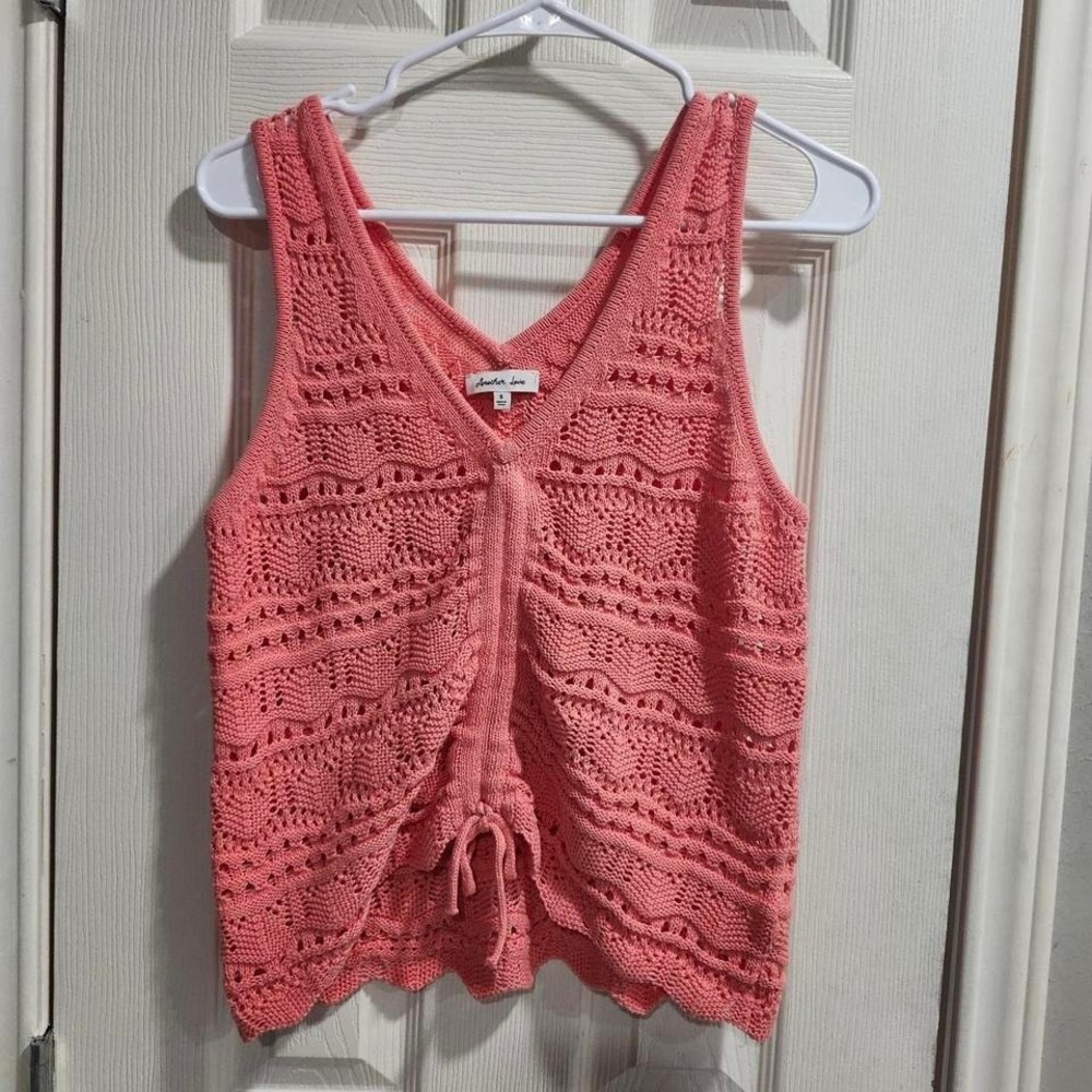 Crochet knit tie front Tank